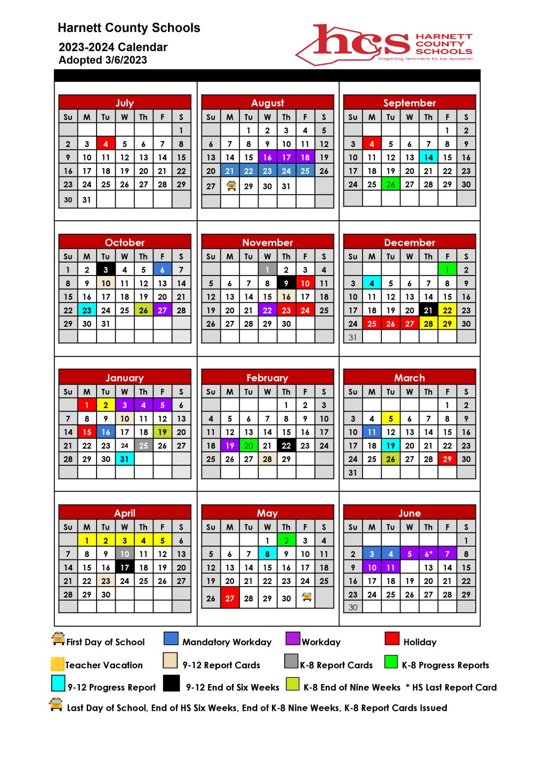 School Year Calendar HCPFC
