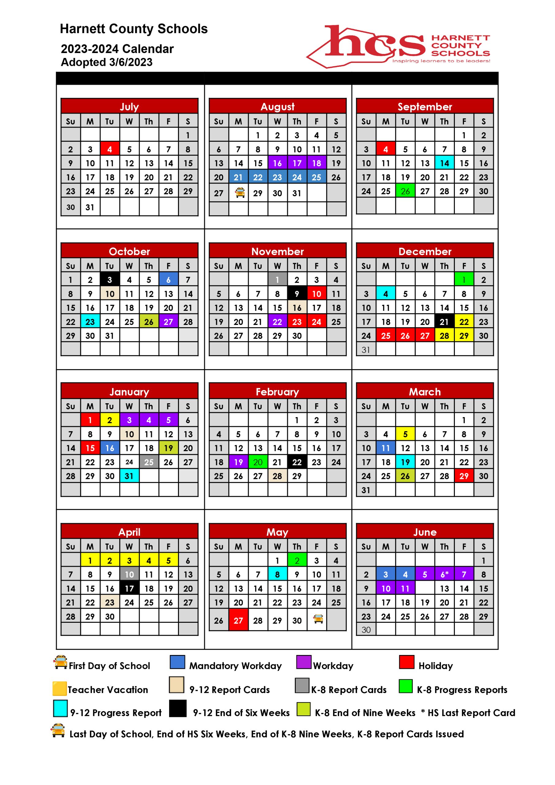 School Year Calendar – HCPFC