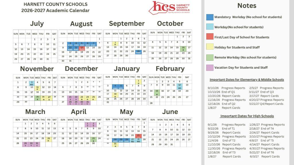 NC Pre-K School Year Calendar – HCPFC